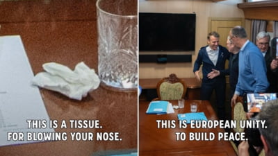 Fake news-ul despre Macron și lideri europeni care ar consuma cocaină. Palatul Élysée: "Dezinformarea merge atât de departe încât face ca un șervețel să pară pungă cu droguri"