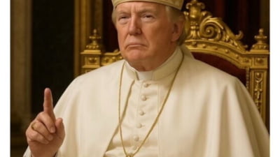 Imaginea care a scandalizat lumea catolică. Trump în haine de Papă, într-un moment de doliu mondial
