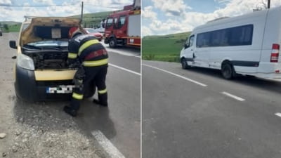 Microbuz școlar cu 12 elevi, coliziune violentă cu o autoutilitară, în Alba. Un copil de 4 ani a fost rănit. Cum s-a produs accidentul