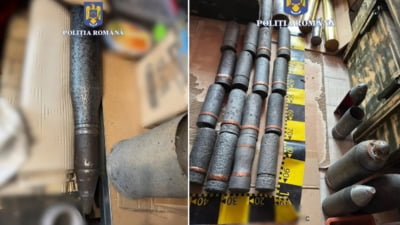 Polițiștii au confiscat un arsenal militar din casa unui bărbat din Lugoj. Peste 300 de obuze, proiectile și mine de război, păstrate ca obiecte de colecție